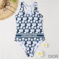 Dior Racerback Swimsuit Women Etoile Print Lycra Blue - Christian Dior Outlet