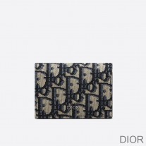 Dior Business Card Holder Oblique Motif Canvas Blue - Christian Dior Outlet