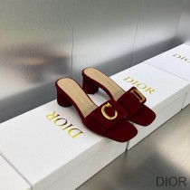 C''est Dior Heeled Slides Women Velvet Red - Christian Dior Outlet