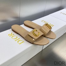 C''est Dior Slides Women Patent Leather Khaki - Christian Dior Outlet