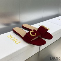 C''est Dior Slides Women Velvet Red - Christian Dior Outlet