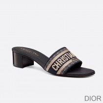 Dior Dway Heeled Slides Women Canvas Blue - Christian Dior Outlet
