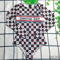 Dior Long Sleeve Bodysuit Women Dioramour D - Chess Heart Lycra Black/White - Christian Dior Outlet
