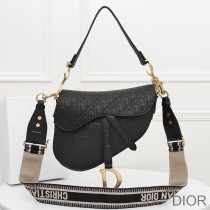 Dior Saddle Bag Oblique Embossed Calfskin Black - Christian Dior Outlet