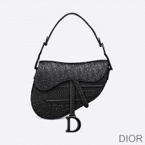 Dior Saddle Bag Ultramatte Oblique Embossed Calfskin Black - Christian Dior Outlet