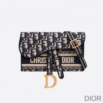 Dior Saddle Slim Pouch Oblique Motif Canvas Blue - Christian Dior Outlet