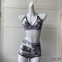 Dior Two - Piece Crisscross Swimsuit Women Toile De Jouy Lycra Beige - Christian Dior Outlet