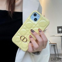 Dior CD iPhone Case Cannage Patent Leather Yellow - Christian Dior Outlet