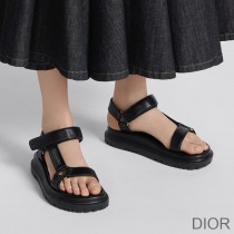 Dior D - Wave Sandals Women Lambskin Black - Christian Dior Outlet