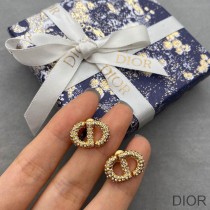 Dior Petit CD Stud Earrings Metal and Silver Crystals Gold - Christian Dior Outlet