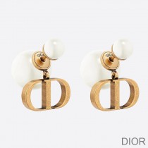Dior Tribales Earrings Antique CD and White Resin Pearls Gold - Christian Dior Outlet