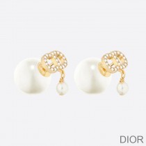 Dior Tribales Earrings Metal With White Resin Pearls And White Crystals Gold - Christian Dior Outlet