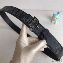 Dior World Tour Reversible Belt Oblique Calfskin Black - Christian Dior Outlet
