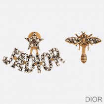 J''Adior Earrings Antique Metal with Crystals Gold - Christian Dior Outlet