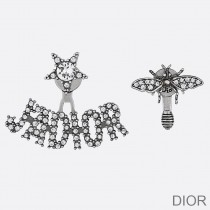J''Adior Earrings Antique Metal with Crystals Silver - Christian Dior Outlet