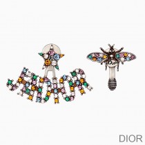 J''Adior Earrings Antique Metal with Multicolor Crystals Silver - Christian Dior Outlet
