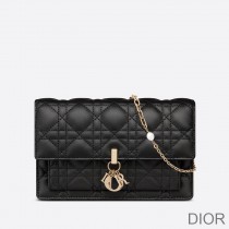 Lady Dior Chain Pouch Cannage Lambskin Black - Christian Dior Outlet