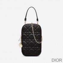 Lady Dior Phone Holder Cannage Lambskin Black - Christian Dior Outlet