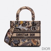 Medium Lady D - lite Bag Jardin d''Hiver Motif Canvas Beige - Christian Dior Outlet