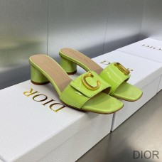 C''est Dior Heeled Slides Women Patent Leather Green - Christian Dior Outlet