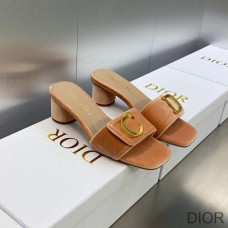 C''est Dior Heeled Slides Women Velvet Brown - Christian Dior Outlet