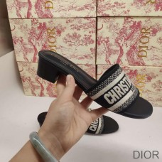 Dior Dway Heeled Slides Women Calfskin Black - Christian Dior Outlet