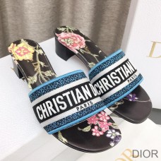 Dior Dway Heeled Slides Women Petites Fleurs Motif Canvas Black - Christian Dior Outlet
