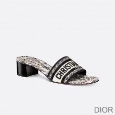 Dior Dway Heeled Slides Women Plan de Paris Motif Canvas Black - Christian Dior Outlet