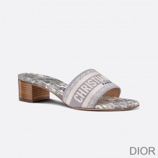 Dior Dway Heeled Slides Women Toile De Jouy Motif Canvas Grey - Christian Dior Outlet