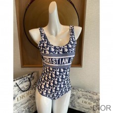 Dior Swimsuit Women Oblique Technical Fabric Blue - Christian Dior Outlet