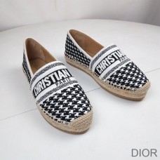 Dior Granville Espadrilles Women Houndstooth Embroidery Canvas Black - Christian Dior Outlet