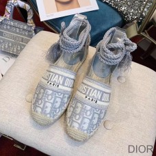Dior Granville Espadrilles with Laces Women Oblique Motif Cotton Grey - Christian Dior Outlet
