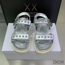 DiorAct Sandals Women Lambskin With Rivets Silver - Christian Dior Outlet