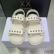 DiorAct Sandals Women Lambskin With Rivets White - Christian Dior Outlet
