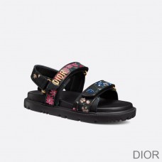 DiorAct Sandals Women Petites Fleurs Technical Fabric Black - Christian Dior Outlet