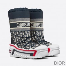 DiorAlps Snow Boots Women Oblique Shiny Nylon Blue - Christian Dior Outlet