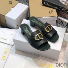 Dior 30 Montaigne Heeled Slides Women Calfskin Green - Christian Dior Outlet
