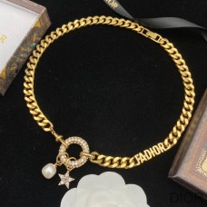Dior 30 Montaigne Necklace Metal, White Resin Pearl And White Crystals Gold - Christian Dior Outlet