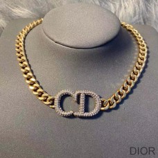 Dior 30 Montaigne Necklace Metal And White Crystals Gold - Christian Dior Outlet