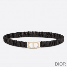 Dior 30 Montaigne Stretch Belt Pleated Lambskin Black/Gold - Christian Dior Outlet