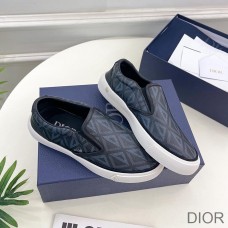 Dior B101 Slip - on Sneakers Unisex CD Diamond Motif Canvas and Smooth Calfskin Black - Christian Dior Outlet