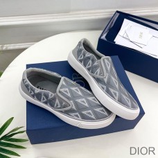 Dior B101 Slip - on Sneakers Unisex CD Diamond Motif Canvas and Smooth Calfskin Grey - Christian Dior Outlet