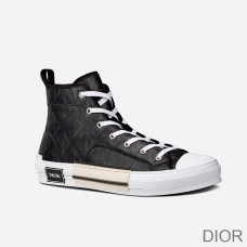 Dior B23 High - Top Sneakers Unisex CD Diamond Motif Canvas Black - Christian Dior Outlet