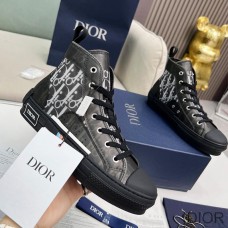 Dior B23 High - Top Sneakers Unisex Oblique Motif Canvas Black - Christian Dior Outlet
