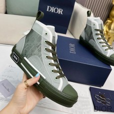 Dior B23 High - Top Sneakers Unisex Oblique Motif Canvas Green - Christian Dior Outlet