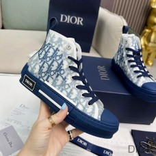 Dior B23 High - Top Sneakers Unisex Oblique Motif Canvas Navy Blue - Christian Dior Outlet