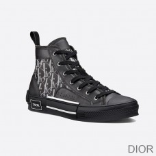 Dior B23 High - Top Sneakers Unisex Oblique Motif Canvas with Calfskin Black - Christian Dior Outlet