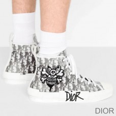 Dior B23 High - Top Sneakers Unisex Shawn Bee Oblique Motif Canvas White - Christian Dior Outlet