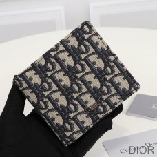 Dior Bi - Fold Wallet Oblique Motif Canvas Blue - Christian Dior Outlet