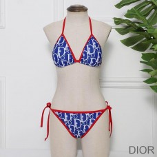 Dior Bikini Women Oblique Jacquard Cotton Blue/Red - Christian Dior Outlet